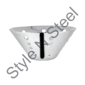 Wholesale Stainless Steel Nut Bowl with Unique Cut Design Conical Shape Fruit Salad Food Prep round Holes Polished for Storage - Product Image 1