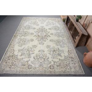 Alfombra Vintage Extra Grande de 7.6x11.8 pies, Alfombra Turca, Alfombra Blanca Estilo Suroeste - Product Image 1