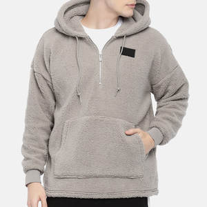 Custom Patchwork Fluffy Fleece <b>Hoodie</b> Wholesale Thick Warm Winter Oversized Quarter Zip <b>Sherpa</b> <b>Hoodies</b> - Product Image 1