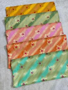 Luxury Multi Colored Brocade Silk <b>Fabrics</b> Jacquard Woven Floral Gold Zari Materials for Garments and Upholstery - Product Image 5