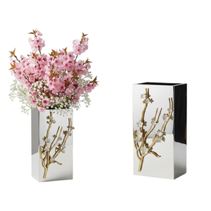 Handcrafted Stainless Steel & Natural Brass Gold Leaf Design Home Decor Flower Vase Tabletop Decor <b>Gift</b> At Affordable Price - Product Image 3