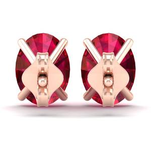 Boucles d'oreilles clous REYES en argent sterling 925 avec rubis ovale de 2,5 carats, fermoir à vis, pour femmes, pierre de naissance, bijoux fins - Product Image 4