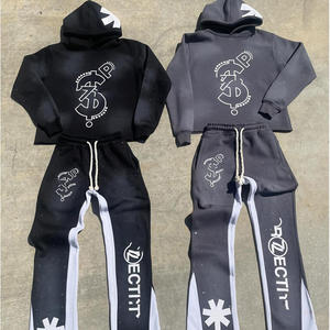 Survêtement en polaire Gym Fitness Tech avec logo personnalisé pour hommes, vêtements de sport 100% coton deux pièces, pantalons de survêtement d'entraînement, de jogging et de rue - Product Image 3