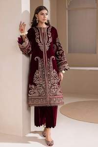 ELEGANT MAROON KURTA, PLAZO & DUPPATA DRESS WITH EMBELLISHED BEAUTIFUL ZARI ZARDOZI EMBROIDERY WORK for PARTY-WEAR/ WEDDING=2024 - Product Image 2