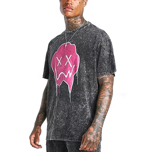 OEM Premium Quality Short Set hommes Personnaliser Logo Hommes Acid Wash T-Shirts Et Short Set 100% Coton Polaire Tissu - Product Image 1