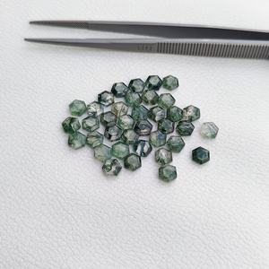 Piedras Preciosas Sueltas de Ágata Musgosa Hexagonal Facetada Natural de 7 mm, Calidad AAA++, en Caja de Exhibición - Product Image 4