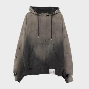 Sudadera con capucha para hombre con cremallera lavada con ácido desteñida al sol bordada con etiqueta tejida de 100% g/m² y felpa francesa pesada 450 algodón con logotipo personalizado - Product Image 6