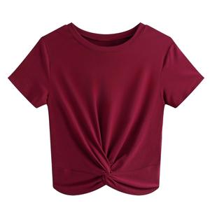 Camiseta corta deportiva para mujer de verano de alta calidad al por mayor, fabricantes de ropa sencilla, camiseta recortada con logotipo personalizado para mujer - Product Image 6