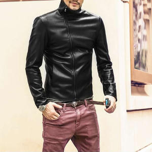 Nueva llegada chaquetas de cuero de moda de tamaño personalizado Original piel de oveja Stand Collar High Street Style para el invierno - Product Image 4