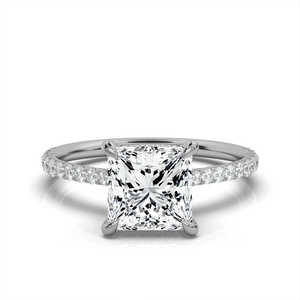 Splendide 14K or massif classique diamant bague de fiançailles 3ct princesse coupe barre réglage personnalisé mariée mariage anniversaire bande pour - Product Image 3