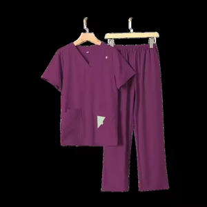 2025, venta al por mayor, traje de quirófano, de alta calidad uniforme de enfermera, uniforme médico de LICRA, uniformes elásticos, conjunto de Top y pantalones uniformes - Product Image 6