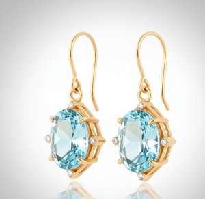 Pendientes de Topacio Azul de 10*14 mm con Circonita Cúbica para Mujer, Plata de Ley 925, Chapado en Oro de 18K, Joyería de Piedras Preciosas Colgantes, Regalo - Product Image 4