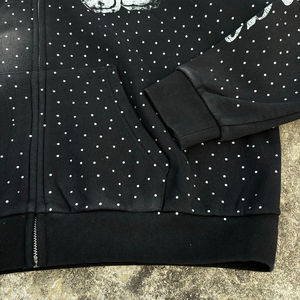 Alta calidad Boxy Fit French Terry Zip-Up Hoodie 100% algodón bordado Sun Faded cremallera con diamantes de imitación Streetwear hombres mujeres - Product Image 4