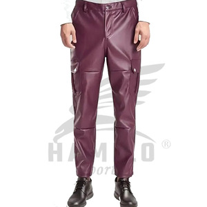 Pantalons en cuir personnalisés les plus populaires Pantalons en cuir pour hommes Pantalons noirs en cuir taille haute pour hommes - Product Image 4