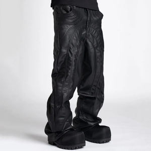 Pantalones de Cuero de Alta Calidad, Estilo Motero, Textura Suave, Costuras Resistentes, Esenciales para un Look Casual y Formal, a la Moda - Product Image 4