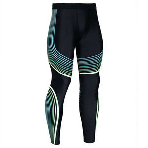 Vente en gros de spats de compression noirs personnalisés pour hommes, adultes et garçons, pour la gym et le fitness, tricotés, pour l'entraînement BJJ, avec taille élastique et motif imprimé - Product Image 1