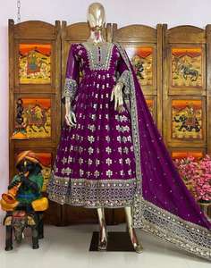 Nouveau designer entièrement brodé robe Anarkali tenue georgette brodée de bonne qualité tenue traditionnelle - Product Image 6