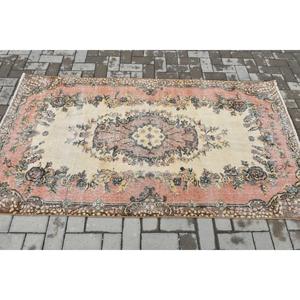 Tapis turc vintage 3,7 x 6,8 pieds, tapis d'intérieur, tapis rayé rouge - Product Image 3