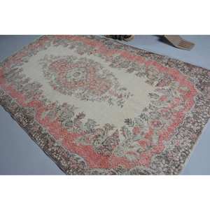 Alfombra turca Vintage área grande 5,7X9,7 pies clásico Beige rojo patrón abstracto Material de lana 10mm látex para decoración de habitación de pasillo - Product Image 4