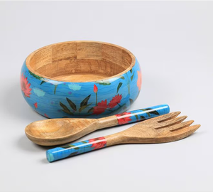 Cuenco de madera de calidad superior para servir ensaladera, juego de cuchara y tenedor, comida y cuenco de madera decorativo sostenible - Product Image 5