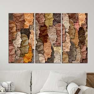 ศิลปะบนผืนผ้าใบลายใบหน้าคนหลากสี: ภาพพิมพ์ซิลลูเอทที่หลากหลาย ชุดผ้าใบ 3 ชิ้น - Product Image 1