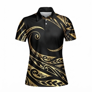Proveedor Directo de Fábrica, Camiseta Polo de Manga Corta para Mujer, Diseño Tribal Tejido, Servicio OEM, Ropa Casual Transpirable, Venta al Por Mayor - Product Image 1