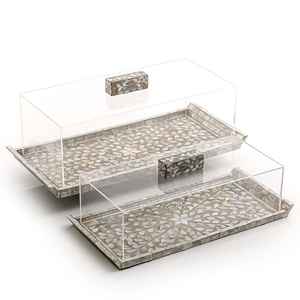 Bandeja decorativa Royal Classic Mother Pearl personalizada antigua hecha a mano resina madera desayuno servir comida llevar patrón rectangular - Product Image 6