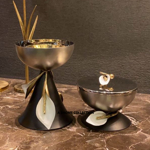 Mabkhara chapado en oro con soporte de diseño de forma frondosa Oriente Medio árabe aromático decoración del hogar Juego de quemador de incienso de Metal - Product Image 5