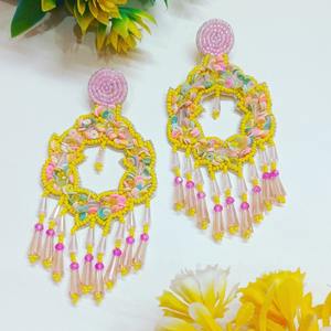Pendientes de Bisutería con Cuentas Bordadas, Hechos a Mano en India, Multicolores, para Mujer, Niña, JAVED HANDICRAFTS, Día de San Valentín - Product Image 3