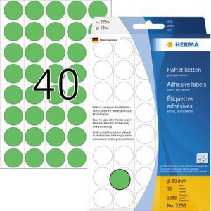 Etiquetas de Papel Verde HERMA de 19 mm, 1,280 Etiquetas/Paquete, Accesorios para Carpetas de Archivo - Product Image 1