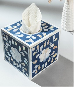 Boîte à mouchoirs en incrustation de nacre/os de haute qualité Boîte à mouchoirs en incrustation de nacre/os Décoration intérieure Porte-mouchoirs en incrustation d'os - Product Image 2