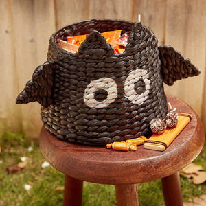 Panier de rangement en forme de tête de chauve-souris pour Halloween, tissé à la main, texture en osier doux, porte-bonbons décoratif pour table de fête, OEM ODM artisanat - Product Image 6