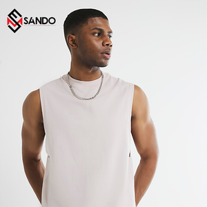 100% coton débardeur personnalisé de haute qualité Streetwear Muscle Fit côtelé sans manches T-Shirt pour hommes Gym entraînement grande taille - Product Image 1