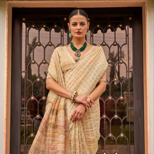 Saree imprimé en soie de tissu pure de qualité indienne avec bordure en dentelle Saree prêt à l'emploi à un prix abordable - Product Image 1