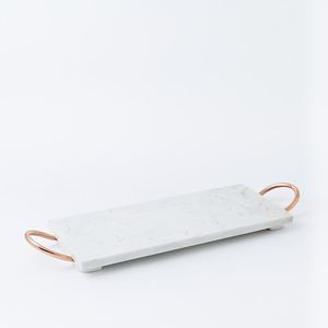 Plateau en marbre blanc avec bords dorés martelés Plateau de service élégant Plateau en marbre de luxe Plateau décoratif pour la maison - Product Image 4