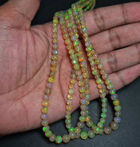 Cuentas redondas facetadas de ópalo de fuego Natural etíope 3,50-7MM lisas 16 pulgadas 40 CT tratadas térmicamente 8mm piedras preciosas sueltas altas - Product Image 4