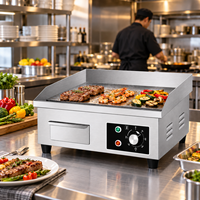 Plaque de cuisson électrique professionnelle 8 mm 220 V 2500 W en acier inoxydable avec contrôle de température pour comptoir (type Teppanyaki)