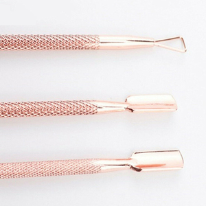 Poussoir à cuticules professionnel Style de couteau de nettoyage des ongles à Double extrémité avec poignée ergonomique antidérapante en acier inoxydable - Product Image 5