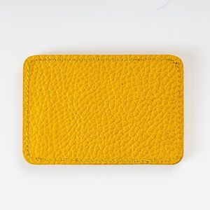 Porte-cartes minimaliste en cuir véritable jaune, fin, 4 pouces, sans fermeture, étui pour cartes de crédit - Product Image 3