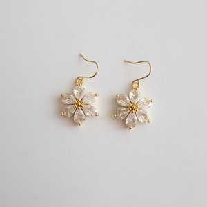 Sterling Silver Zircon Natural Pear Cut Flower Hook Earrings Vintage Victorian Style Gift for <b>Mum</b> - Product Image 4