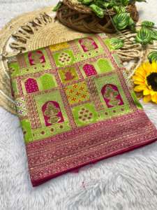 Reine Viskose Soft <span class=keywords><strong>Kolkata</strong></span> Meena Silk Zari Web-<span class=keywords><strong>Saree</strong></span>-Kollektion für Erwachsene - Product Image 3