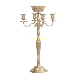 Aluminum <b>Gold</b> 5 Arm Candelabra <b>Candle</b> Holder Classic Tall Metal <b>Candle</b> Stand Wedding Table Centerpiece Decorative <b>Candle</b> Holders - Product Image 2
