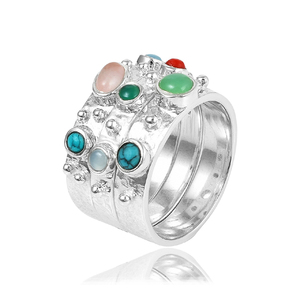 Anillos apilables más vendidos 925 joyería de anillo de múltiples piedras preciosas turquesa de plata esterlina - Product Image 2