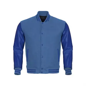 New Design Quick Dry Breathable Men Varsity Jacket100% Cashmere Wool Body and Genuine Cowhide Leather Sleeves