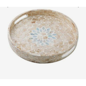 Plateau de service incrusté de nacre blanche de haute qualité Design vieilli avec extérieur en bois noir pour les décorations de la maison du Ramadan - Product Image 2