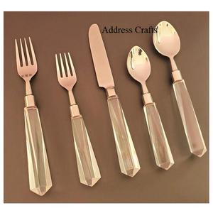 Ensemble de couverts en or plaqué PVD de dernière génération avec manche en acrylique, couverts élégants en or, vaisselle pour événements de mariage, vaisselle de dîner - Product Image 2