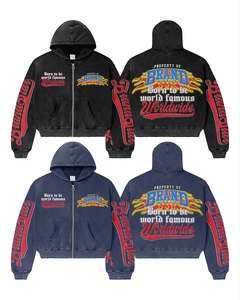 Relicstar calidad logotipo personalizado sudaderas Unisex estampado gráfico sudaderas con cremallera cremalleras algodón Rhinestone Streetwear Sudadera con capucha - Product Image 1