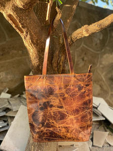 Sac fourre-tout en cuir véritable Crunch fait à la main pour femmes Sac à provisions élégant Sac fourre-tout décontracté de grande taille Meilleur cadeau pour les femmes - Product Image 5