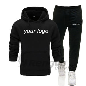 Conjunto Deportivo Informal de 2 Piezas para Hombre, Talla Grande, Transpirable, Sudadera con Capucha y Pantalones Deportivos Estampados, Ropa Deportiva de Algodón/Poliéster de Secado Rápido - Product Image 2