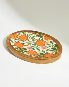 Wholesale Wooden Snack Platter Best Quality Enamel Printed Serving Platter For Home Hotel Restaurant Use At Cheap Price
